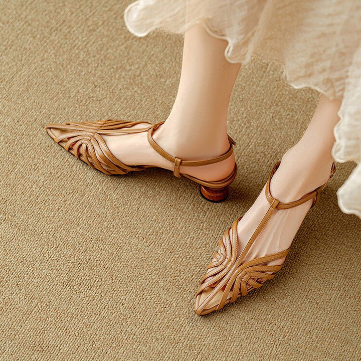 Elowen T-Strap Leather Heels