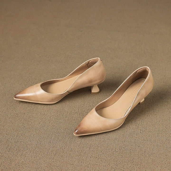 Calenne Leather Kitten Heels