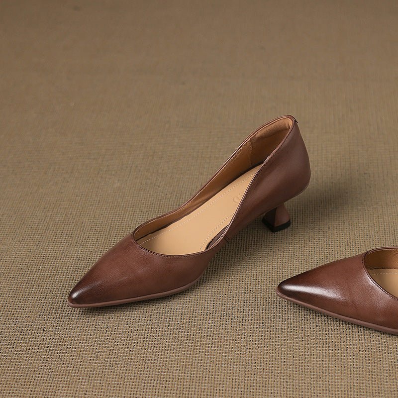 Calenne Leather Kitten Heels
