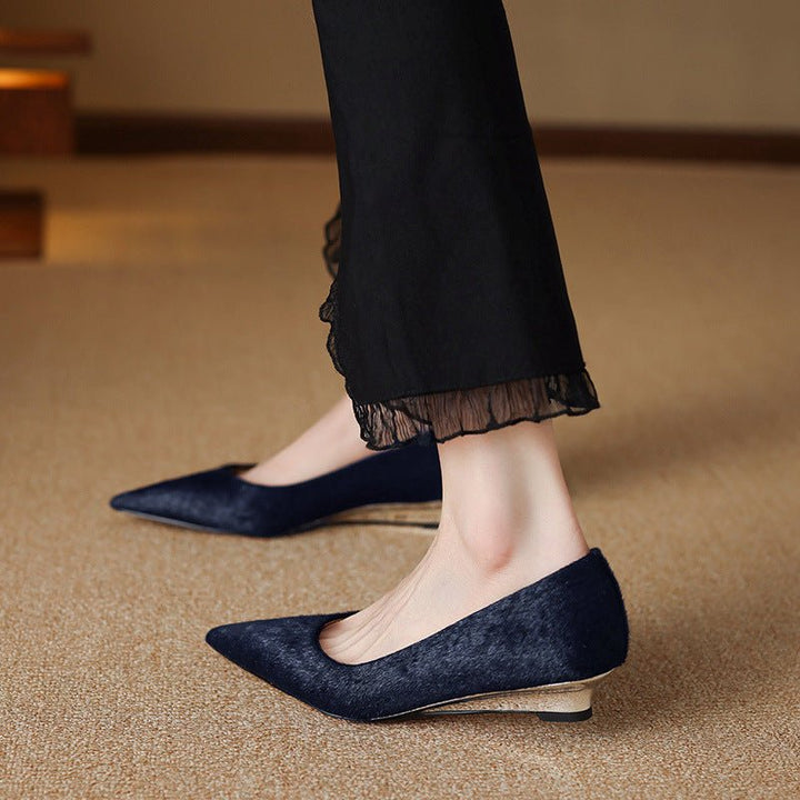 Marcele Haircalf Low-Heel Wedges