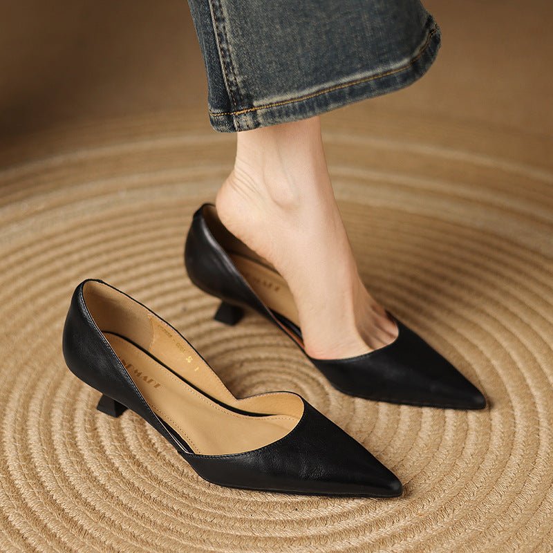 Ceyra Leather Kitten Heels
