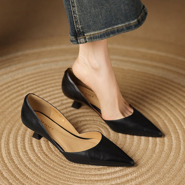 Ceyra Leather Kitten Heels