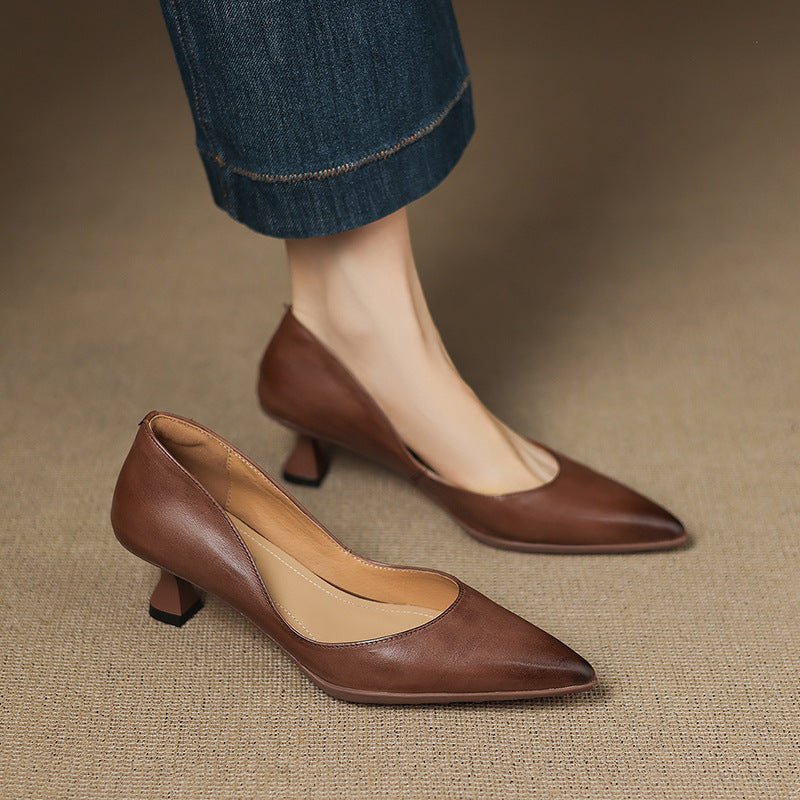 Calenne Leather Kitten Heels