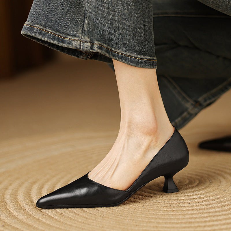 Ceyra Leather Kitten Heels