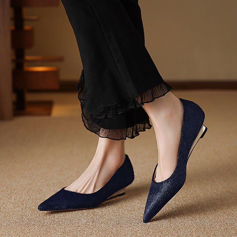 Marcele Haircalf Low-Heel Wedges
