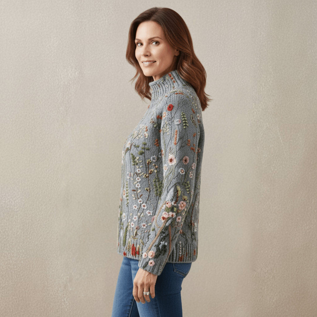 Maurine | Vintage floral print turtleneck sweater