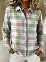 Margot | Pastel Plaid Button Cardigan for Women