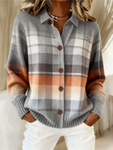 Marlene | Warm Ombre Plaid Cardigan for Women