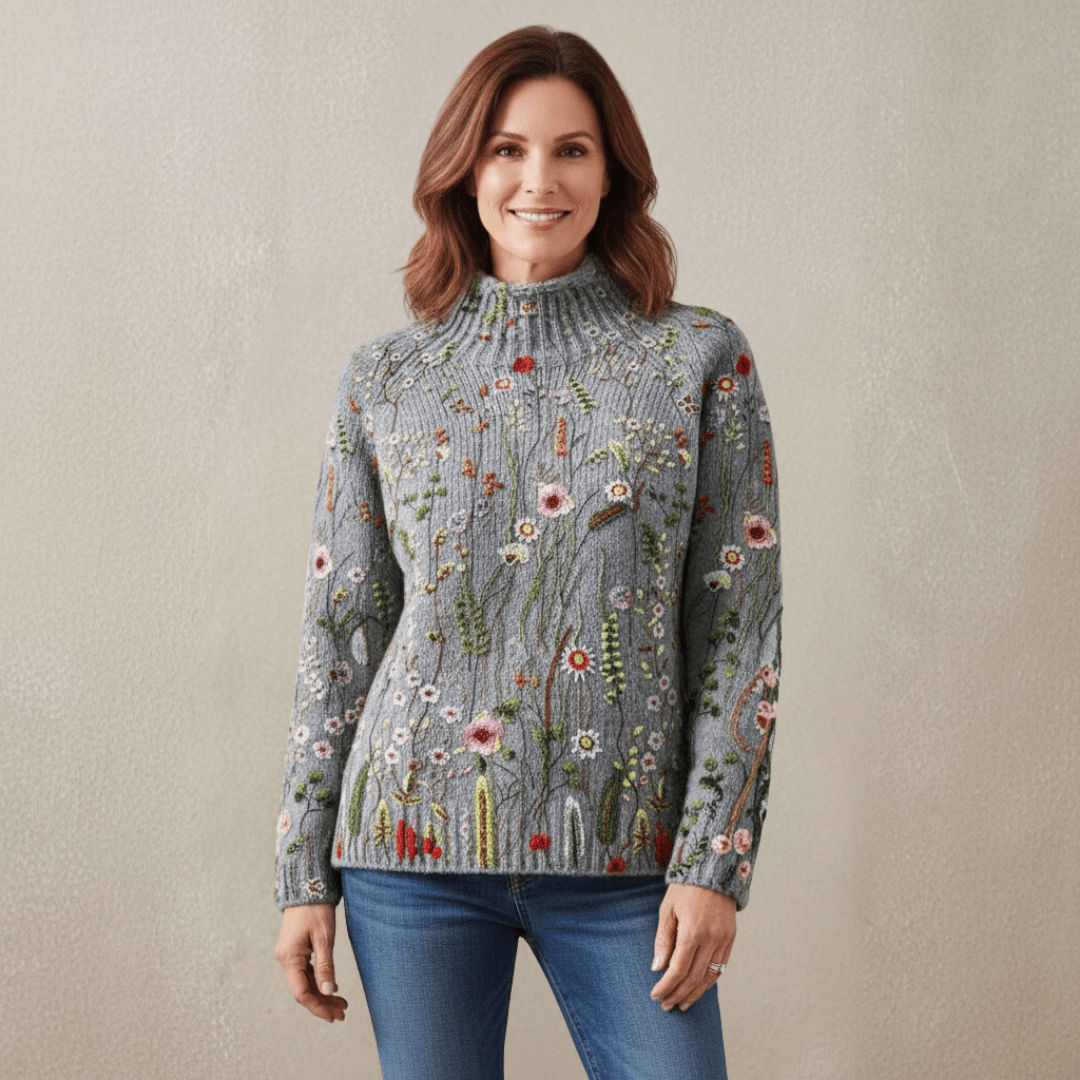 Maurine | Vintage floral print turtleneck sweater