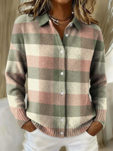 Grace | Pastel Plaid Knit Cardigan for Women