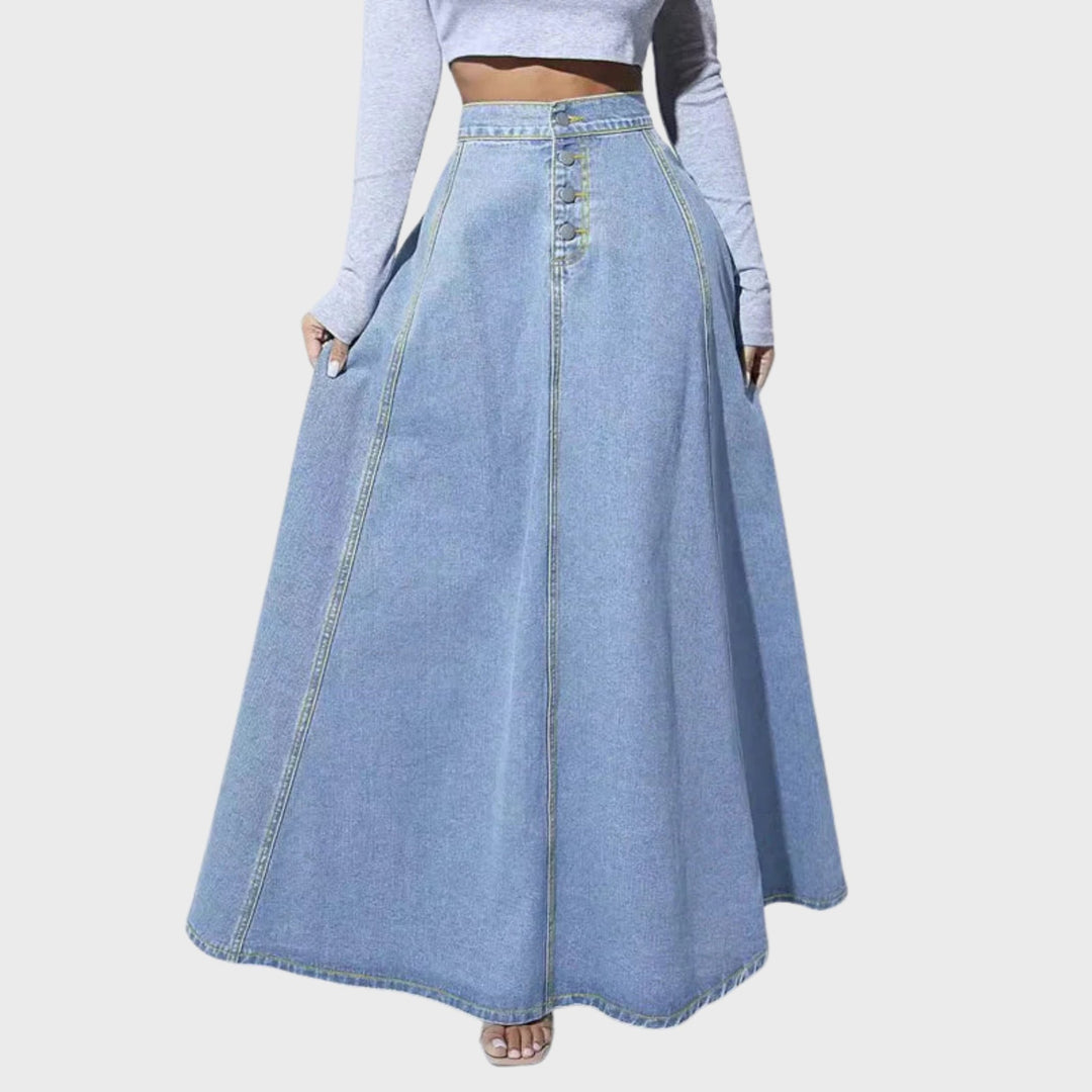 Claire | High-Waist Denim Maxi Skirt