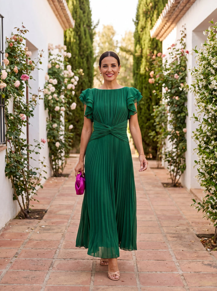 Rosa - Elegant Pleated Midi Dress