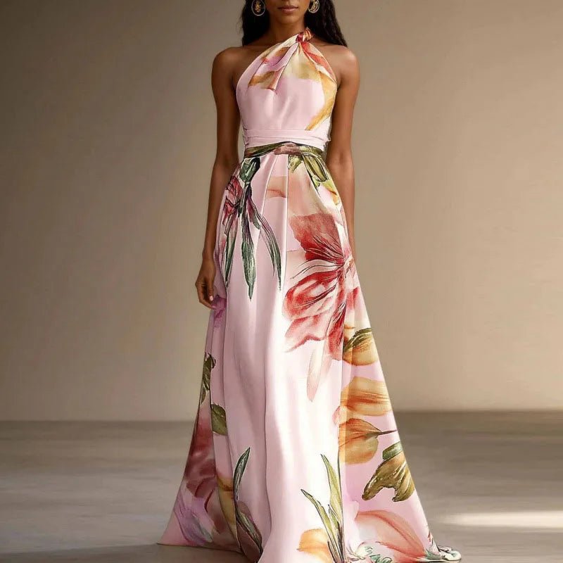 Liora – Floral Halter Maxi Dress