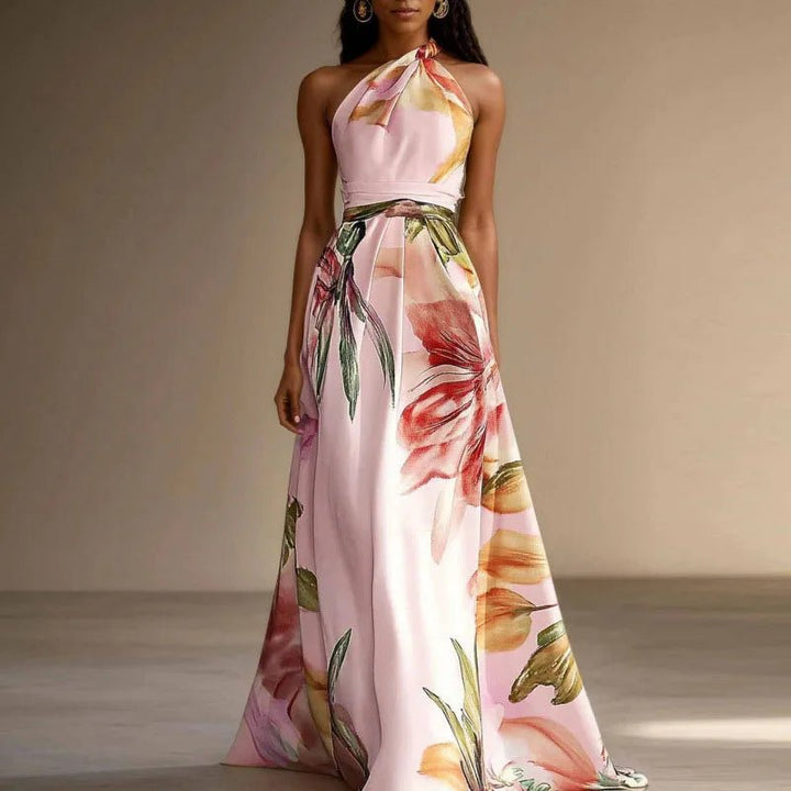 Liora – Floral Halter Maxi Dress