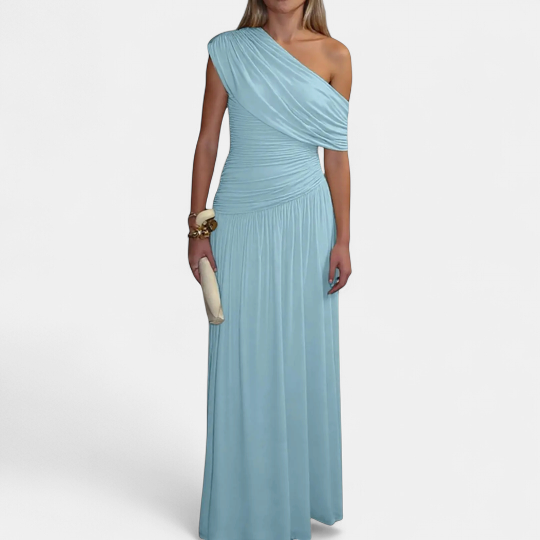 Roxanne – Asymmetric Pleated Solid Dress