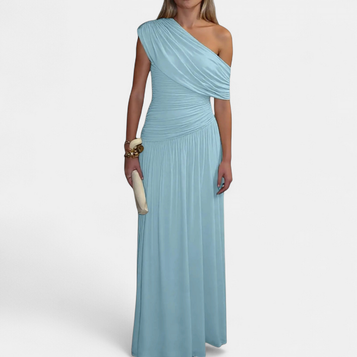 Roxanne – Asymmetric Pleated Solid Dress