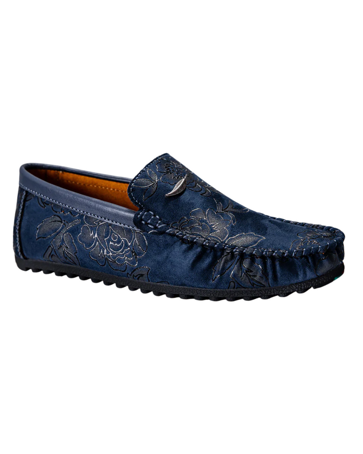 Leather Loafers with Flowers