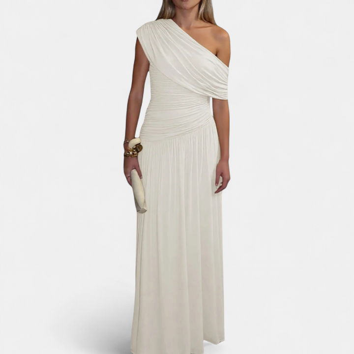 Roxanne – Asymmetric Pleated Solid Dress