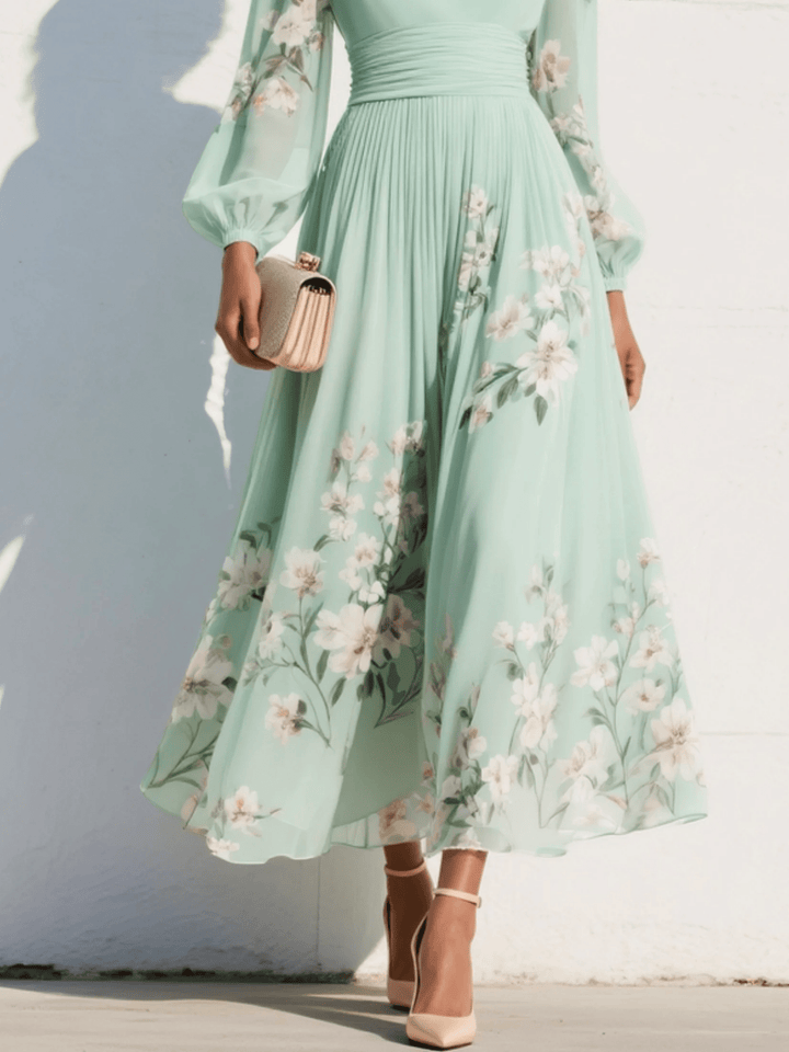 Odelia – Floral Midi Dress with Flowing Silhouette