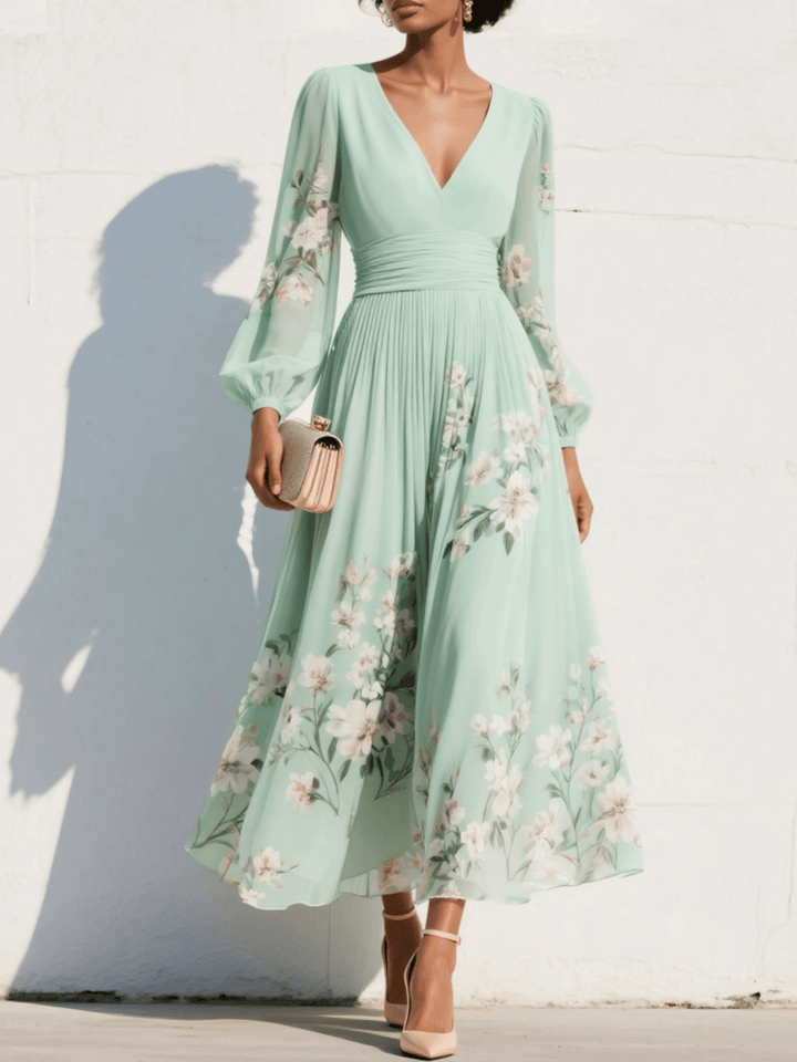 Odelia – Floral Midi Dress with Flowing Silhouette