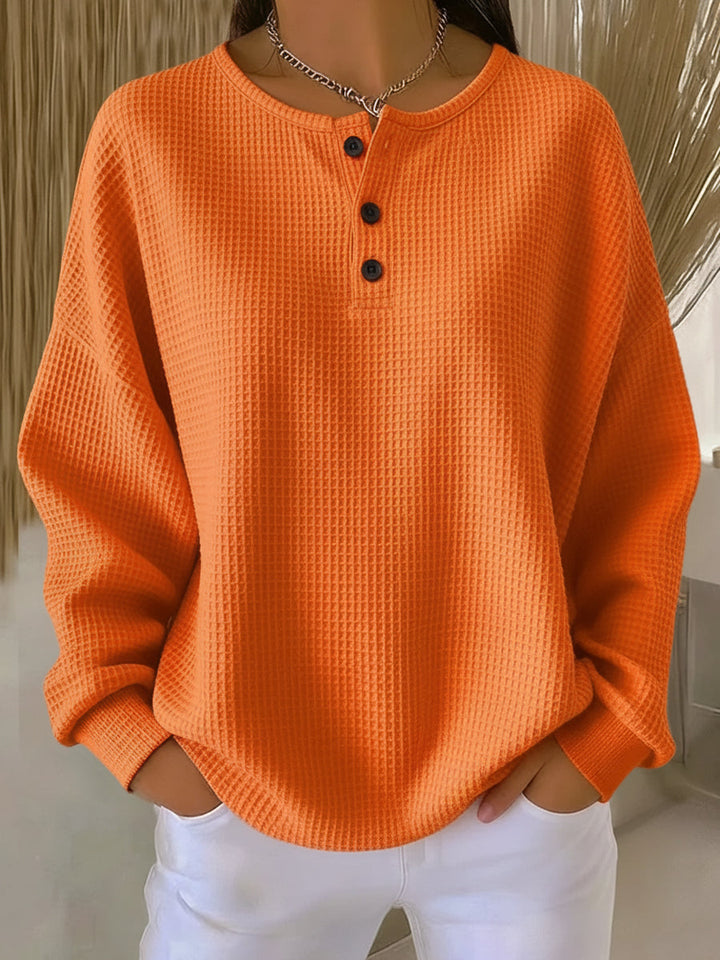 Cosy Waffle Henley Sweatshirt for Women