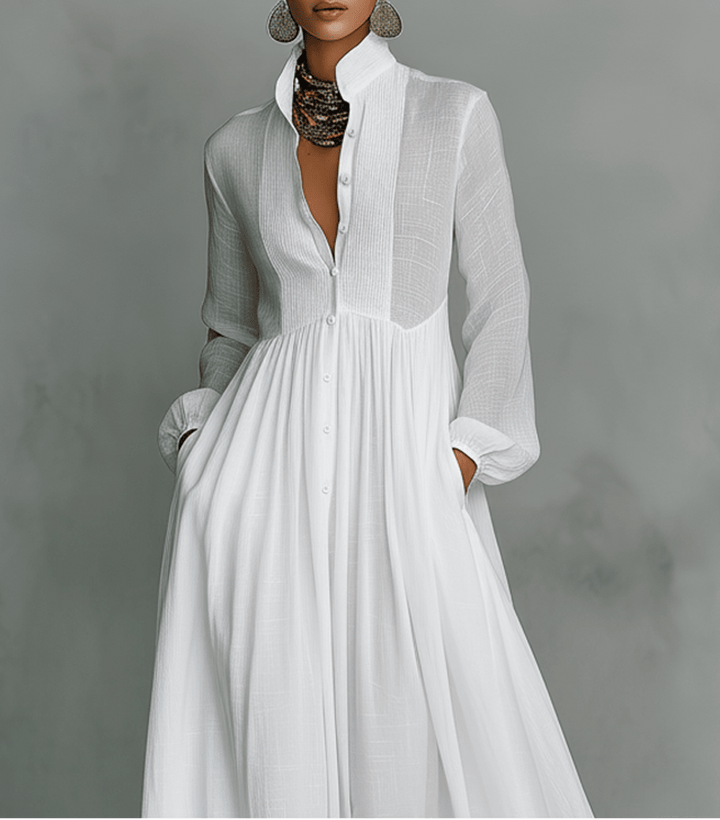 SERENA™ | Flowing Button-Front Maxi Dress
