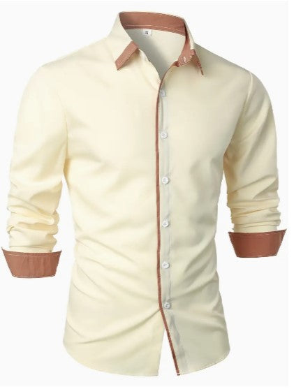 Men's Designer Dress Shirt | Contrast Trim, Long Sleeve