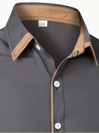 Men's Designer Dress Shirt | Contrast Trim, Long Sleeve
