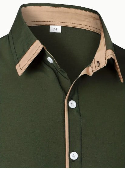 Men's Designer Dress Shirt | Contrast Trim, Long Sleeve