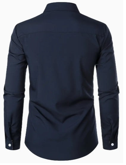 Men's Designer Dress Shirt | Contrast Trim, Long Sleeve
