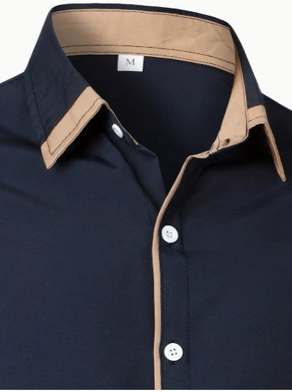 Men's Designer Dress Shirt | Contrast Trim, Long Sleeve