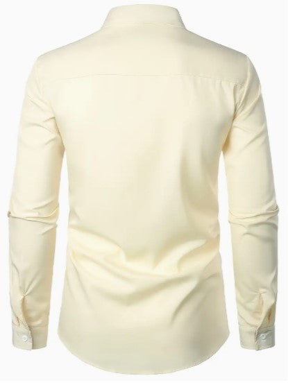 Men's Designer Dress Shirt | Contrast Trim, Long Sleeve