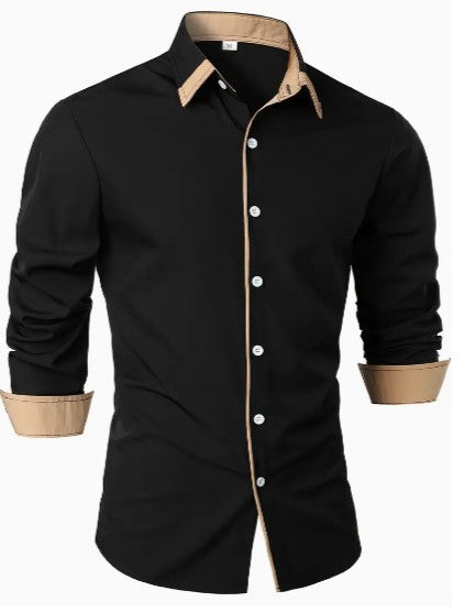 Men's Designer Dress Shirt | Contrast Trim, Long Sleeve