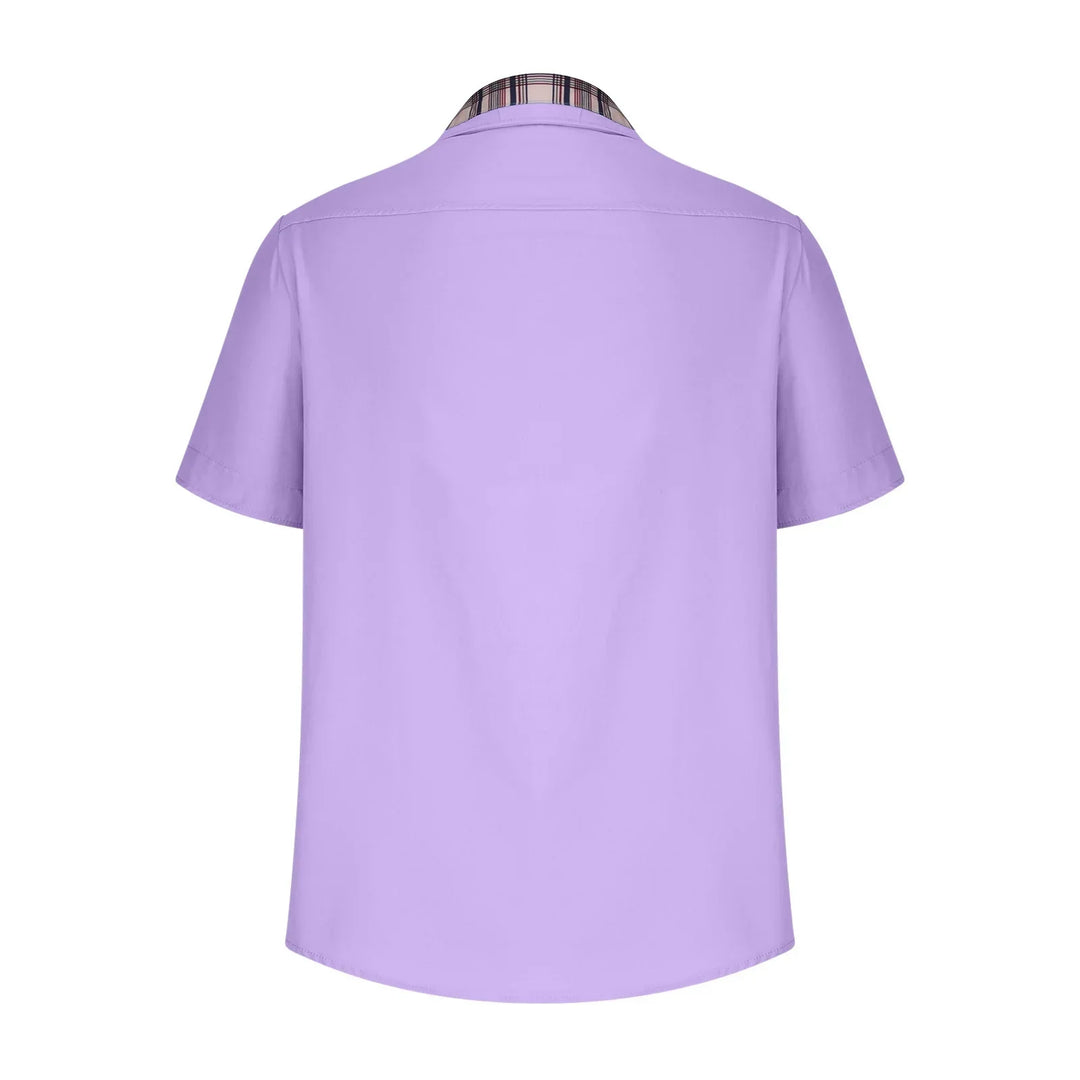 Men’s Summer Casual Shirt | Checked Trim, Short Sleeve