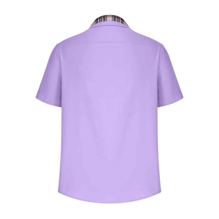 Men’s Summer Casual Shirt | Checked Trim, Short Sleeve