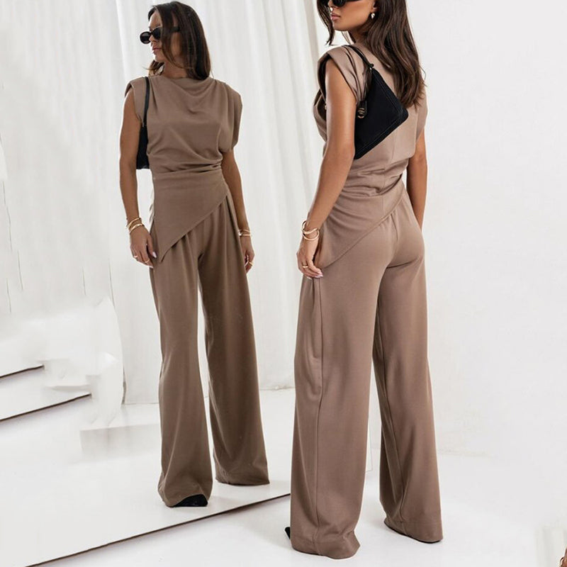 Sienna | Draped Top and Wide-Leg Trousers Two Piece Set