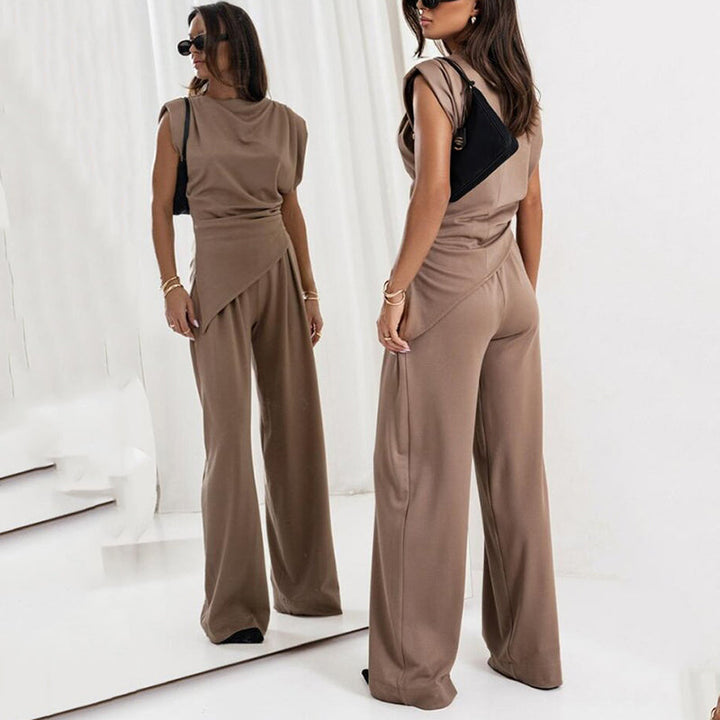 Sienna | Draped Top and Wide-Leg Trousers Two Piece Set