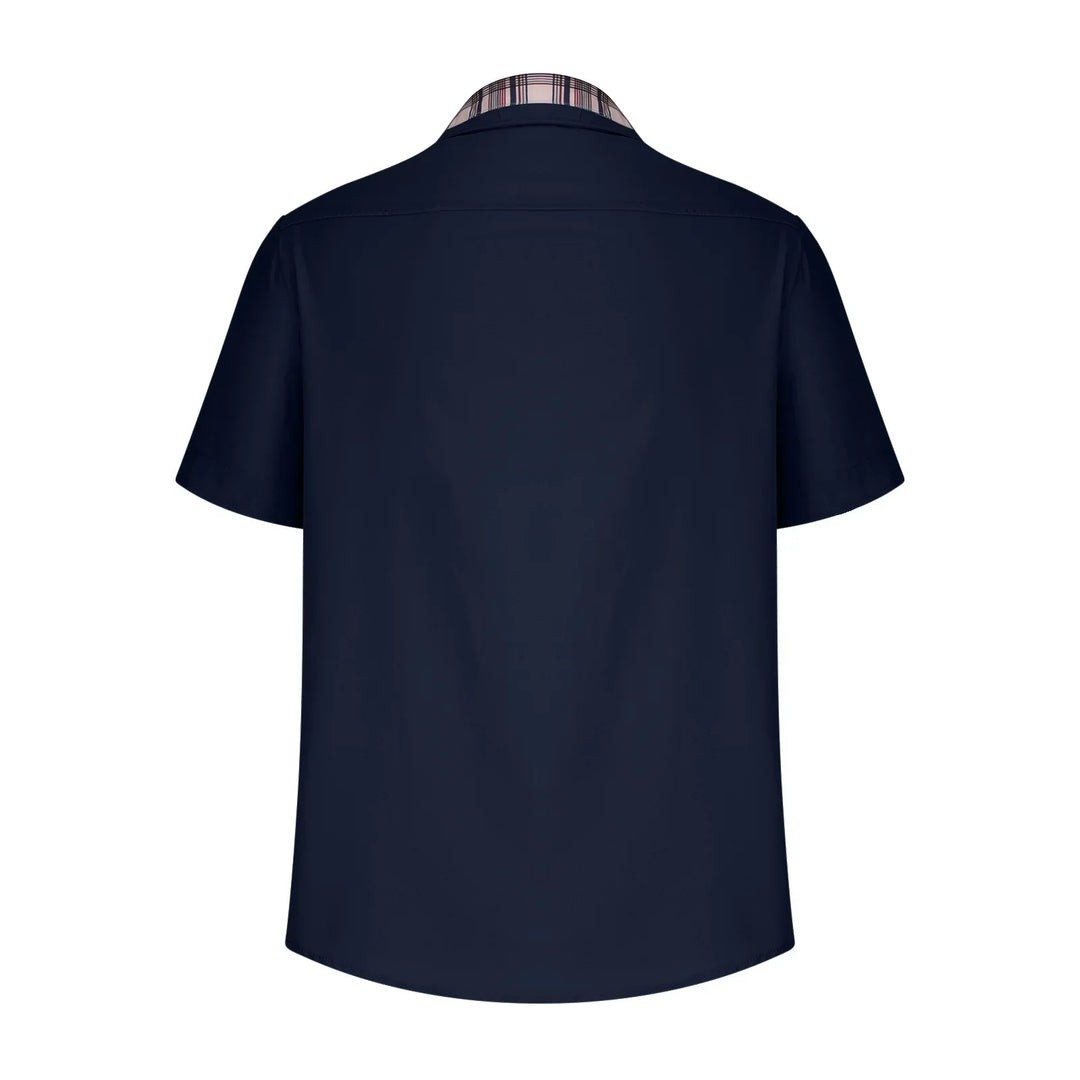 Men’s Summer Casual Shirt | Checked Trim, Short Sleeve