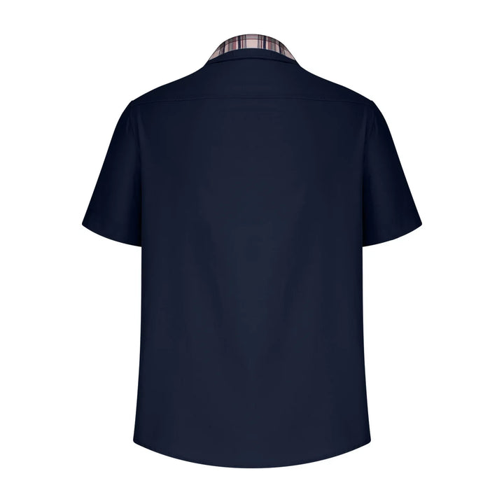 Men’s Summer Casual Shirt | Checked Trim, Short Sleeve