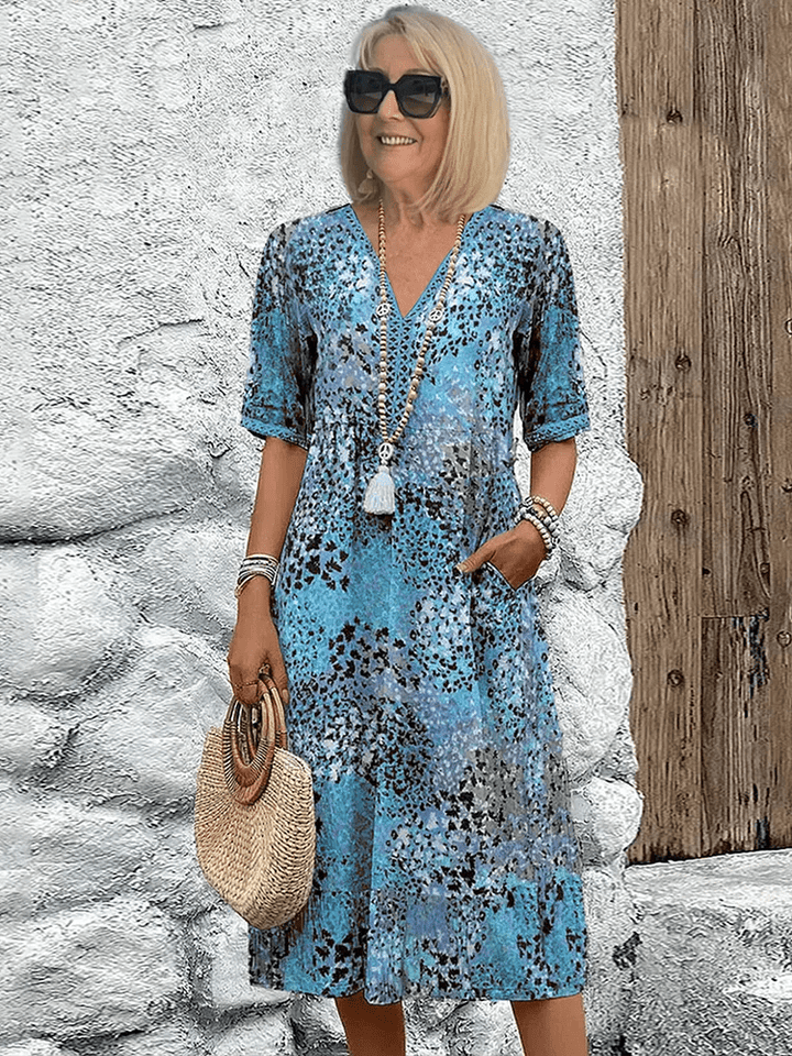 ELARA™ | Elegant Printed Midi Dress