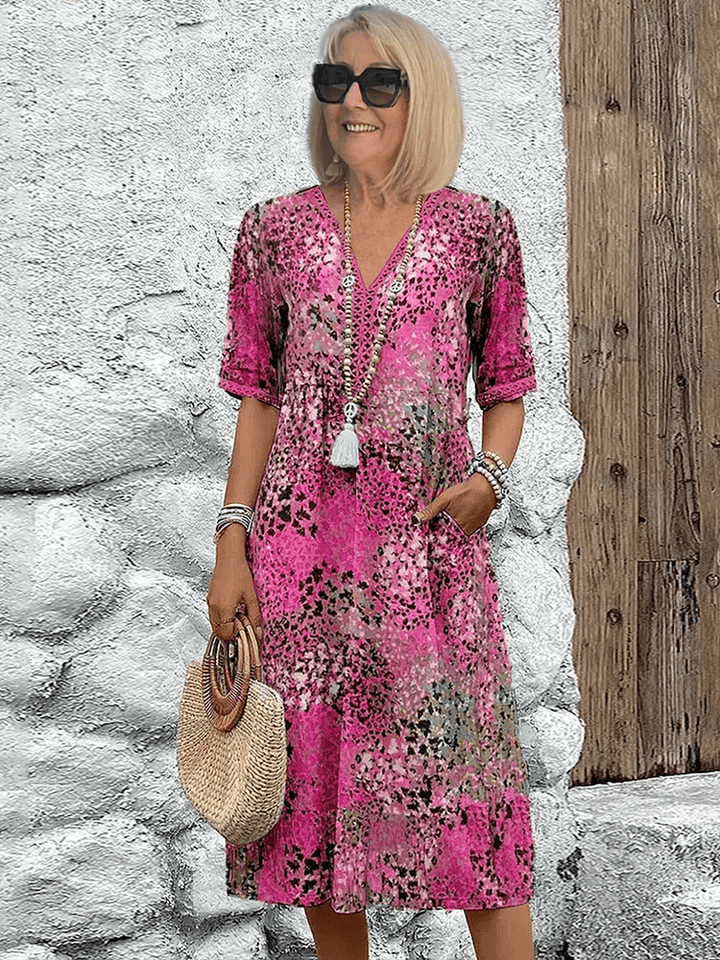 ELARA™ | Elegant Printed Midi Dress