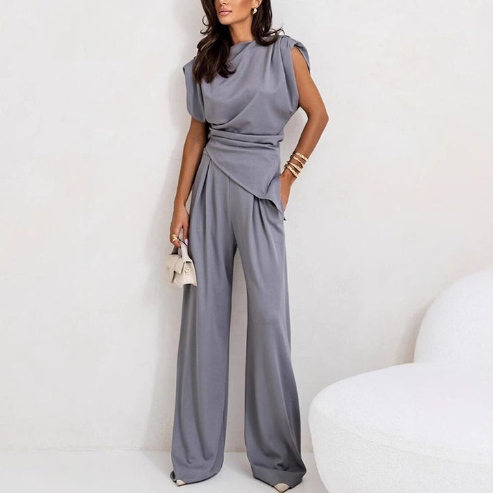 Sienna | Draped Top and Wide-Leg Trousers Two Piece Set