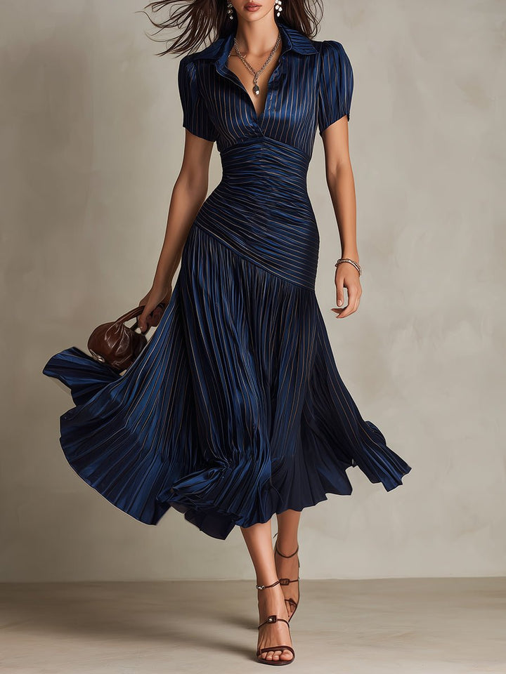 LUCIA | Retro Striped Midi Dress