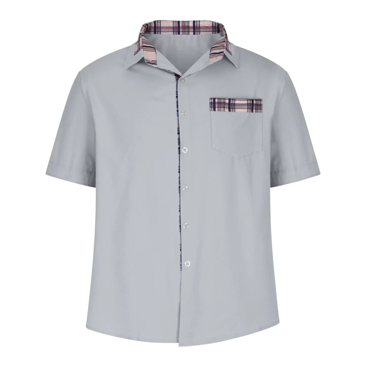 Men’s Summer Casual Shirt | Checked Trim, Short Sleeve