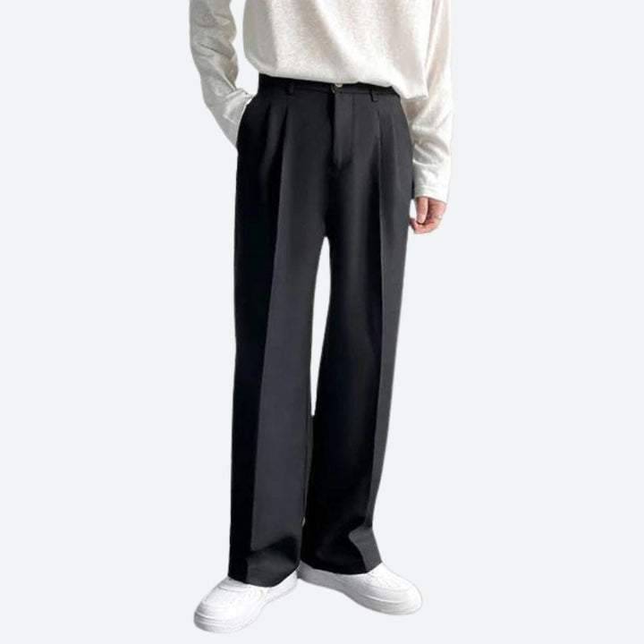 Men's Wide Leg Trousers | White, Pleated Front