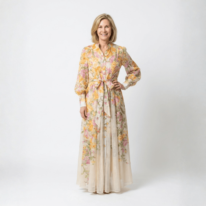 CRESSIDA™ | Floral Sheer Long Sleeve Maxi Dress