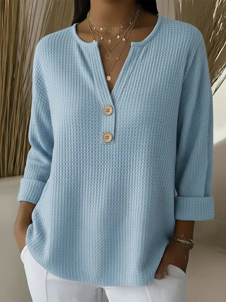 Henley Button Top for Women