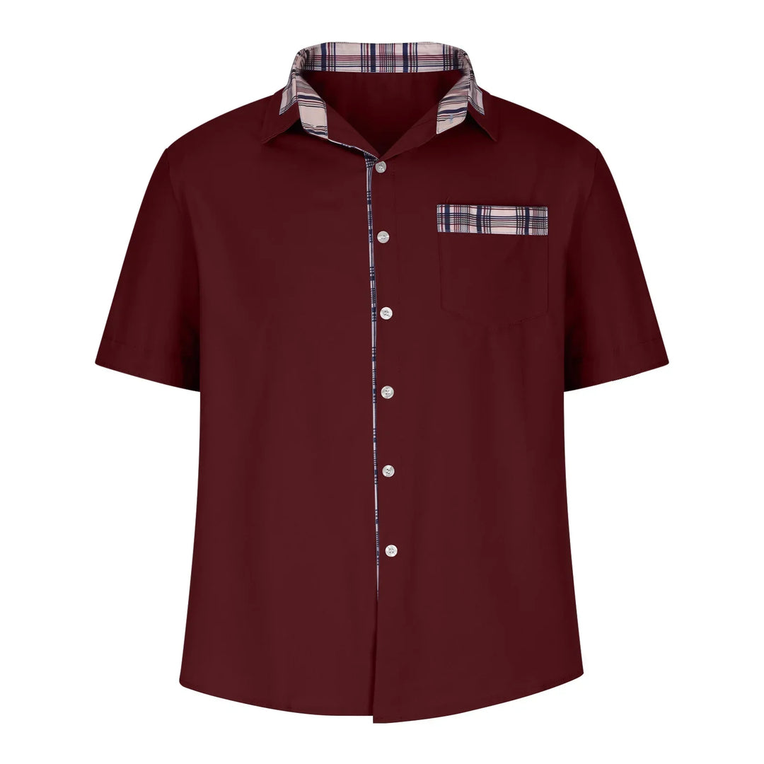 Men’s Summer Casual Shirt | Checked Trim, Short Sleeve
