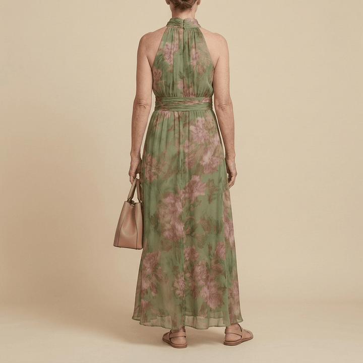 LIVIA - Elegant Floral Maxi Halter Dress