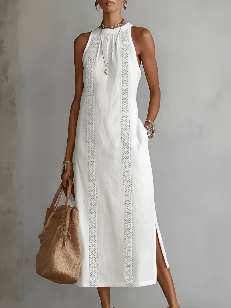 JIMENA | Midi Dress with a Mandarin Collar